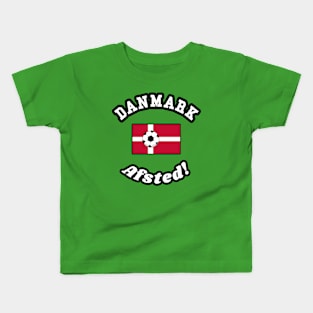 ⚽ Danmark Football, Dannebrog Flag, Let's Go! Afsted! Team Spirit Kids T-Shirt